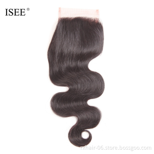 Factory Wholesale Stock 4"*4" Lace Frontal Closure Cuticle Aligned Human Hair Bundles with Lace Closure